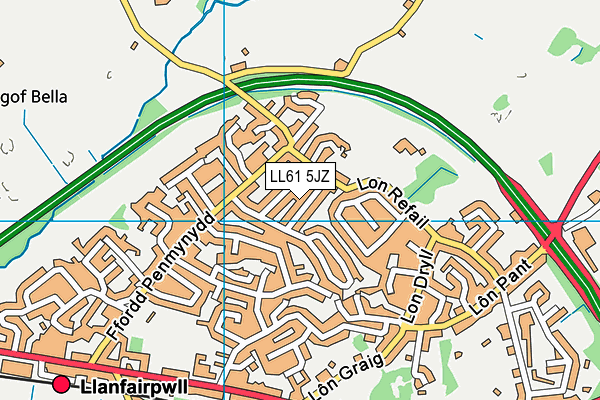 LL61 5JZ map - OS VectorMap District (Ordnance Survey)