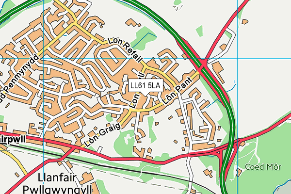 LL61 5LA map - OS VectorMap District (Ordnance Survey)