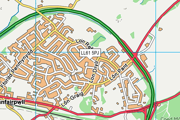 LL61 5PJ map - OS VectorMap District (Ordnance Survey)