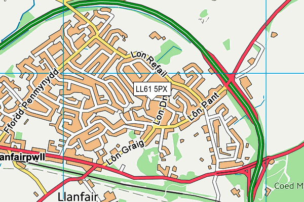 LL61 5PX map - OS VectorMap District (Ordnance Survey)