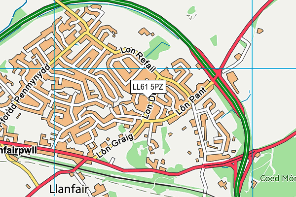 LL61 5PZ map - OS VectorMap District (Ordnance Survey)