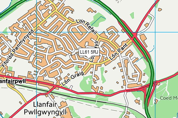 LL61 5RJ map - OS VectorMap District (Ordnance Survey)