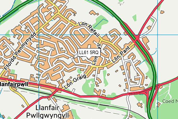 LL61 5RQ map - OS VectorMap District (Ordnance Survey)