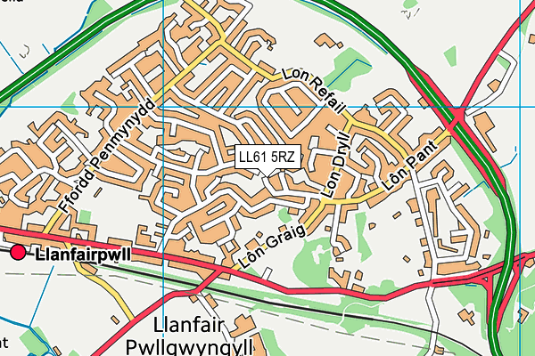 LL61 5RZ map - OS VectorMap District (Ordnance Survey)