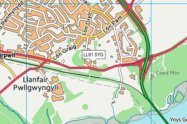 LL61 5YG map - OS VectorMap District (Ordnance Survey)