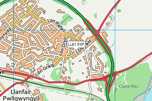 LL61 5YP map - OS VectorMap District (Ordnance Survey)