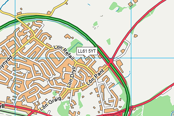 LL61 5YT map - OS VectorMap District (Ordnance Survey)