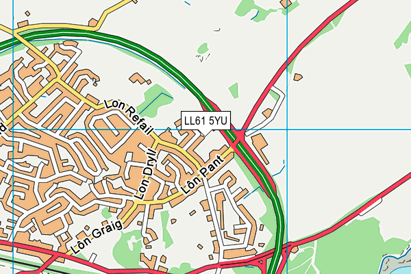 LL61 5YU map - OS VectorMap District (Ordnance Survey)