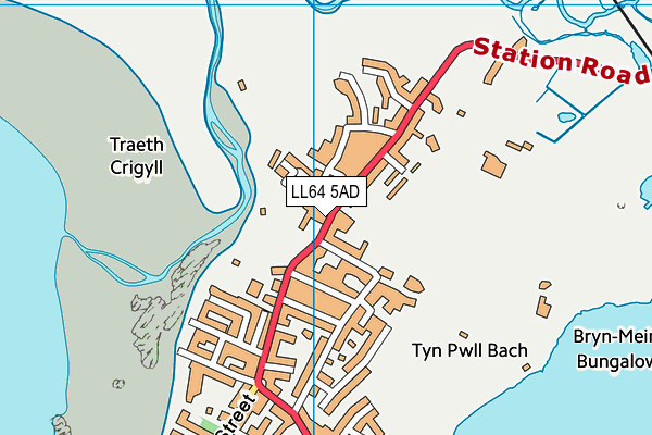 LL64 5AD map - OS VectorMap District (Ordnance Survey)