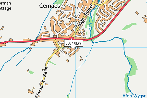 LL67 0LW map - OS VectorMap District (Ordnance Survey)