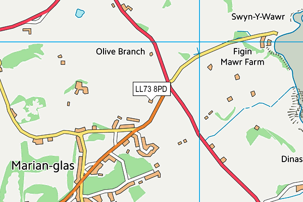 LL73 8PD map - OS VectorMap District (Ordnance Survey)