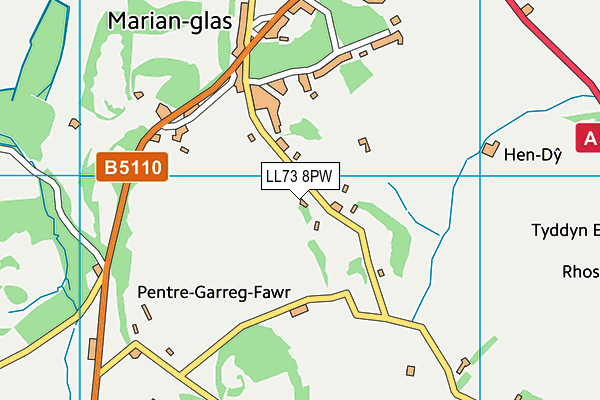 LL73 8PW map - OS VectorMap District (Ordnance Survey)