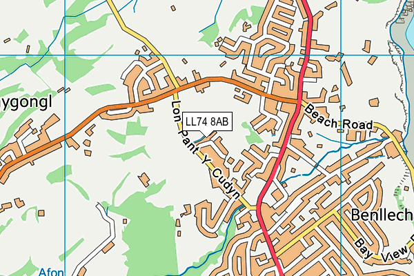 LL74 8AB map - OS VectorMap District (Ordnance Survey)