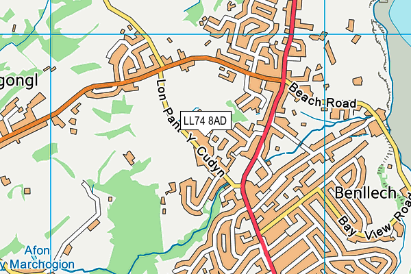 LL74 8AD map - OS VectorMap District (Ordnance Survey)