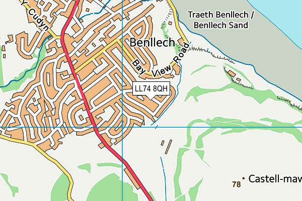 LL74 8QH map - OS VectorMap District (Ordnance Survey)