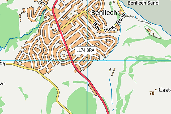 LL74 8RA map - OS VectorMap District (Ordnance Survey)