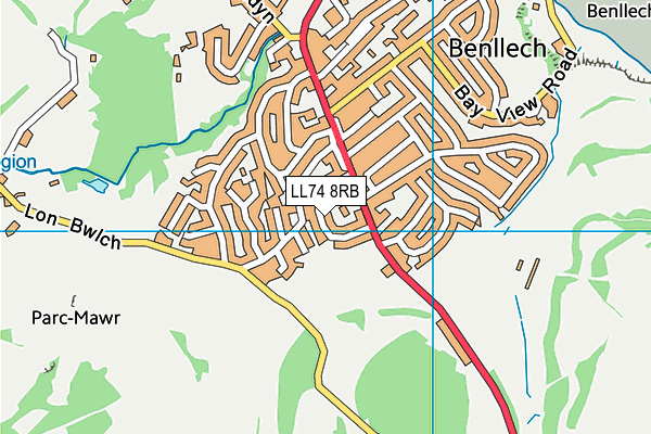 LL74 8RB map - OS VectorMap District (Ordnance Survey)