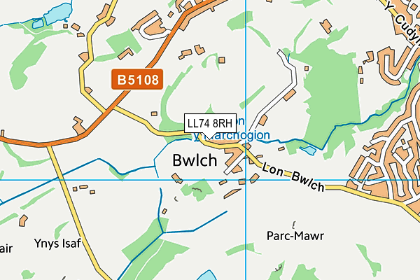 LL74 8RH map - OS VectorMap District (Ordnance Survey)