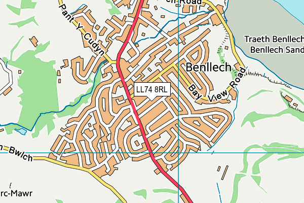 LL74 8RL map - OS VectorMap District (Ordnance Survey)