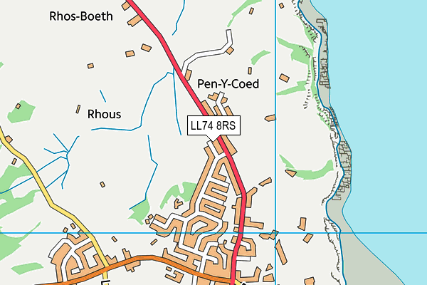 LL74 8RS map - OS VectorMap District (Ordnance Survey)