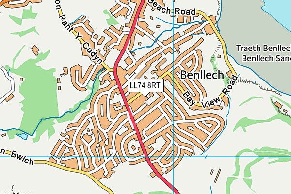 LL74 8RT map - OS VectorMap District (Ordnance Survey)