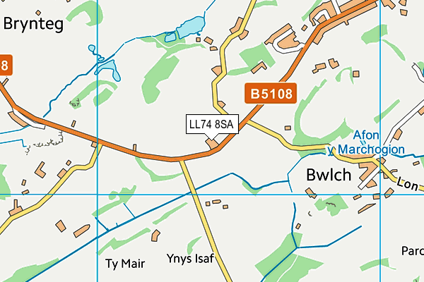 LL74 8SA map - OS VectorMap District (Ordnance Survey)