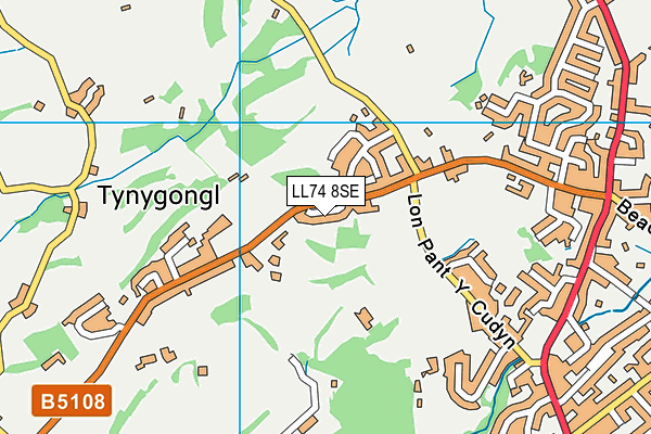 LL74 8SE map - OS VectorMap District (Ordnance Survey)