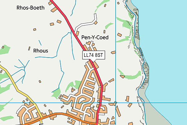 LL74 8ST map - OS VectorMap District (Ordnance Survey)