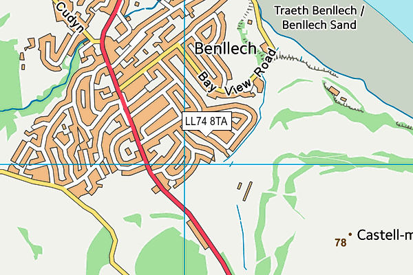 LL74 8TA map - OS VectorMap District (Ordnance Survey)