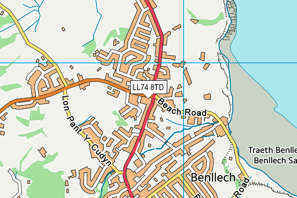 LL74 8TD map - OS VectorMap District (Ordnance Survey)