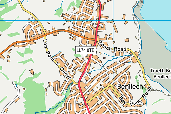 LL74 8TE map - OS VectorMap District (Ordnance Survey)