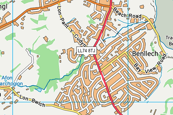 LL74 8TJ map - OS VectorMap District (Ordnance Survey)