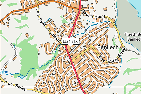 LL74 8TX map - OS VectorMap District (Ordnance Survey)
