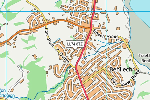 LL74 8TZ map - OS VectorMap District (Ordnance Survey)