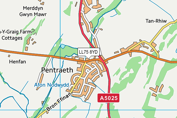 LL75 8YD map - OS VectorMap District (Ordnance Survey)