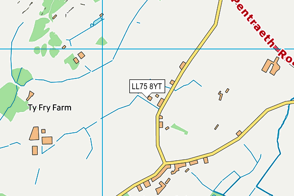 LL75 8YT map - OS VectorMap District (Ordnance Survey)