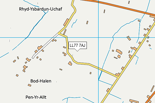 LL77 7AJ map - OS VectorMap District (Ordnance Survey)