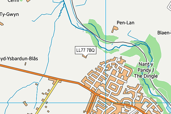 LL77 7BQ map - OS VectorMap District (Ordnance Survey)