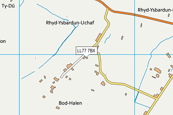 LL77 7BX map - OS VectorMap District (Ordnance Survey)