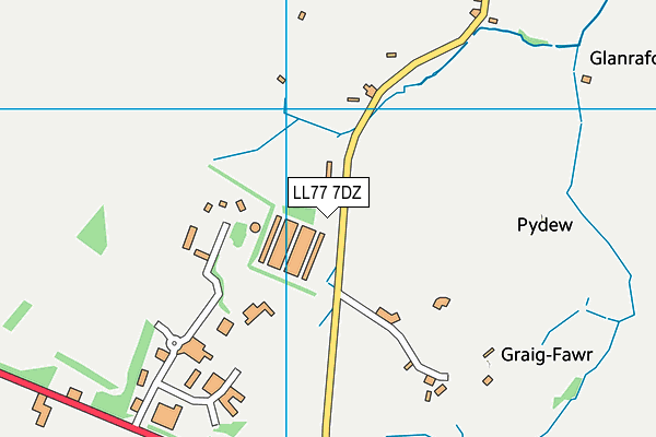 LL77 7DZ map - OS VectorMap District (Ordnance Survey)