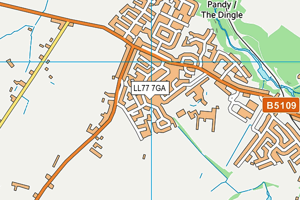 LL77 7GA map - OS VectorMap District (Ordnance Survey)