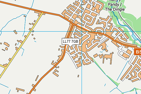 LL77 7GB map - OS VectorMap District (Ordnance Survey)