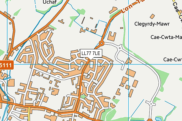 LL77 7LE map - OS VectorMap District (Ordnance Survey)