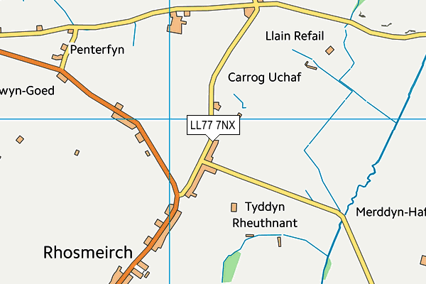LL77 7NX map - OS VectorMap District (Ordnance Survey)