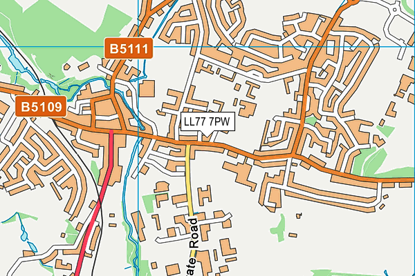 LL77 7PW map - OS VectorMap District (Ordnance Survey)