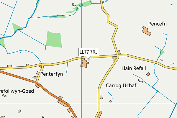LL77 7RJ map - OS VectorMap District (Ordnance Survey)