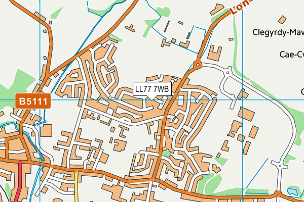 LL77 7WB map - OS VectorMap District (Ordnance Survey)