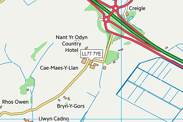 LL77 7YE map - OS VectorMap District (Ordnance Survey)