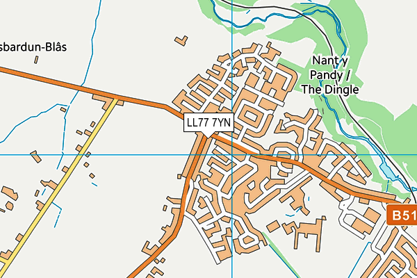 LL77 7YN map - OS VectorMap District (Ordnance Survey)
