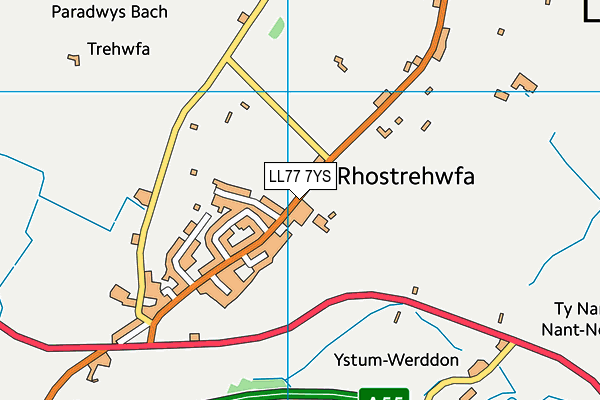 LL77 7YS map - OS VectorMap District (Ordnance Survey)